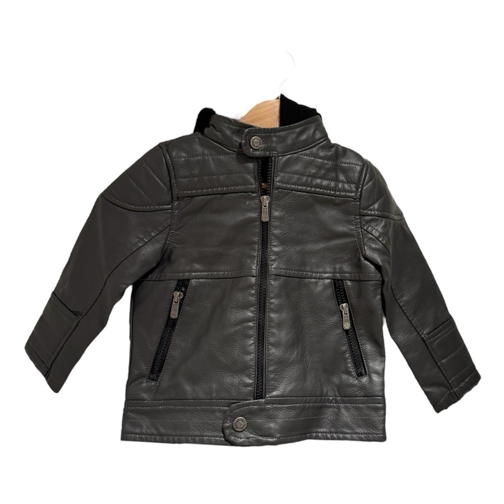 URBAN REPUBLIC black faux leather bomber jacket - size 24 months
